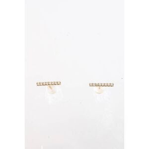 Designer Womens 18 KT Yellow Gold Diamond Short Bar Stud Earrings